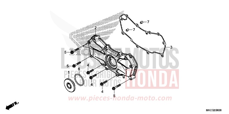 COUVERCLE MOTEUR AVANT de Gold Wing PEARL GLARE WHITE (NHB53E) de 2020